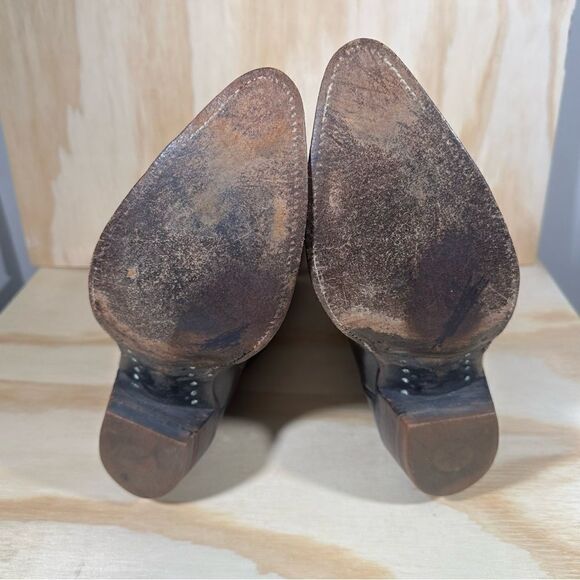 Vintage Texas Brand Brown Leather Stitched Peacock Cowboy Boots Men’s Size 9.5 D - Picture 11 of 12